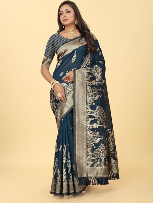 women's banarasi saree with blouse - 20182113 - Standard Image - 0