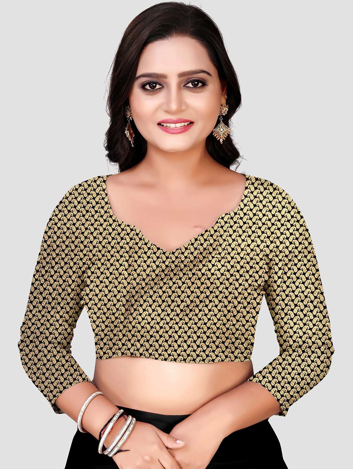 women's bordered black colored saree with blouse - 20183829 -  Standard Image - 3