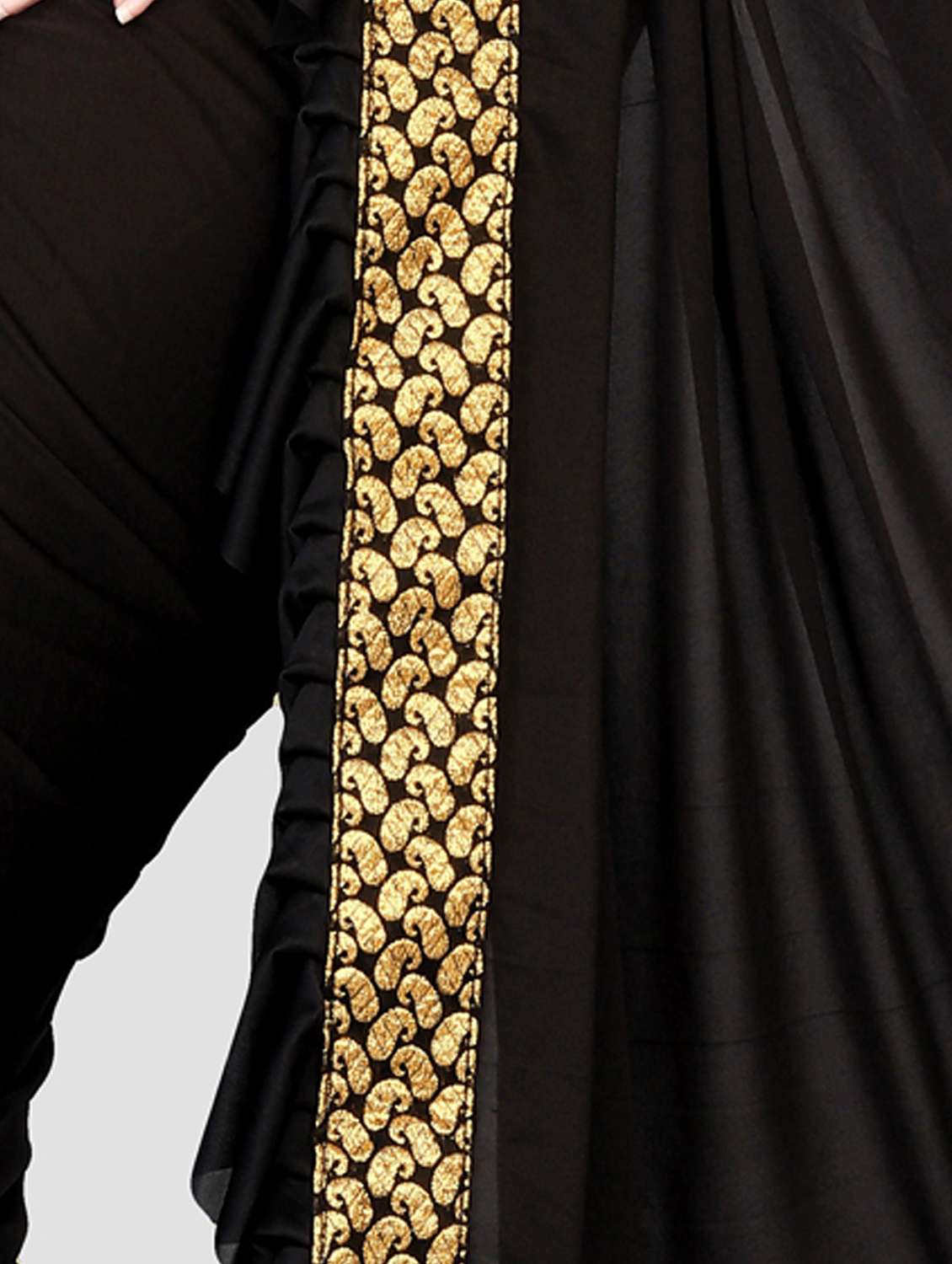 women's bordered black colored saree with blouse - 20183829 -  Standard Image - 5