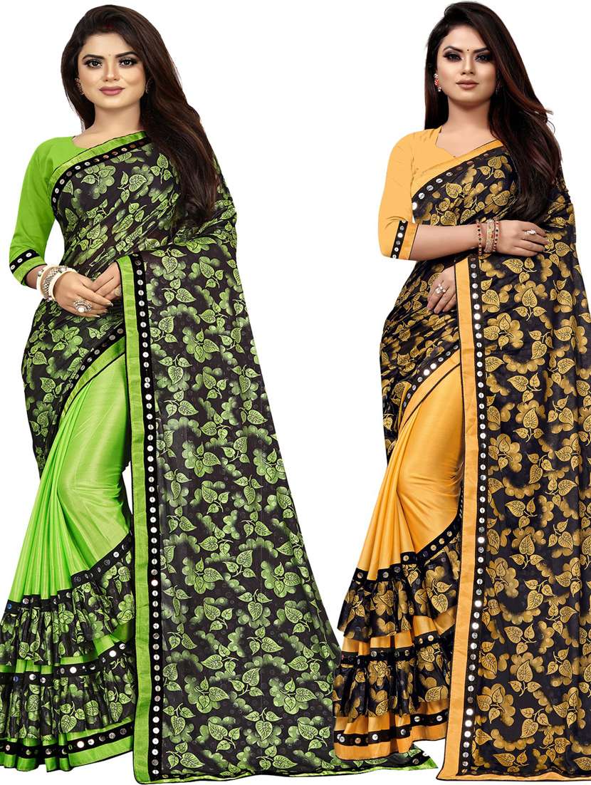 women pack of 2 multi color saree with blouse