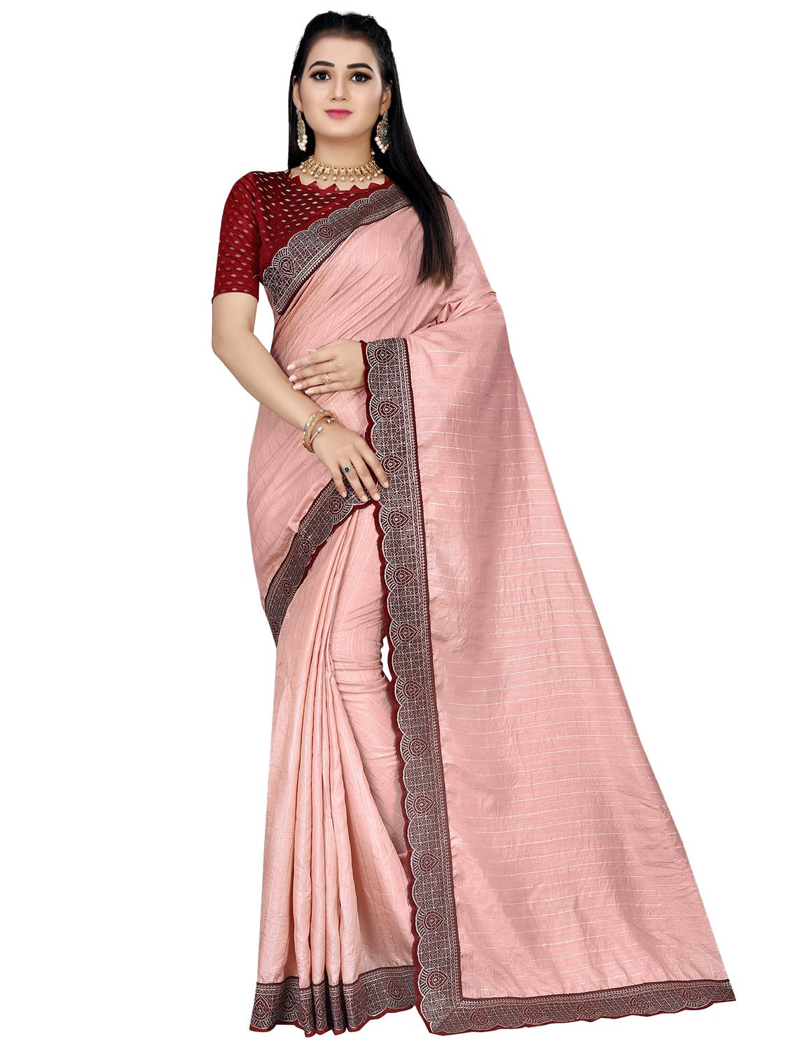 pink self design woven saree with blouse - 20184381 -  Zoom Image - 0