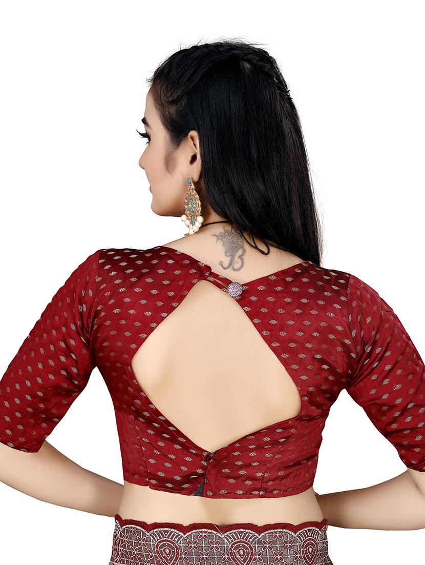pink self design woven saree with blouse - 20184381 - Standard Image - 3
