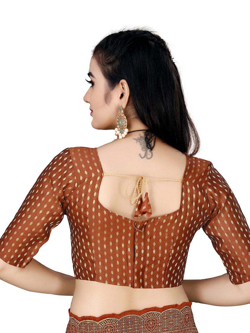 peach self design woven saree with blouse - 20184391 - Standard Image - 3