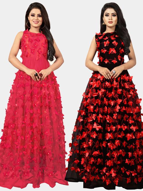 pack of 2 self design semi-stitched gown - 20184424 - Standard Image - 0