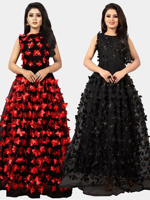 women pack of 2 round neck gown - 20184440 -  Standard Image - 0