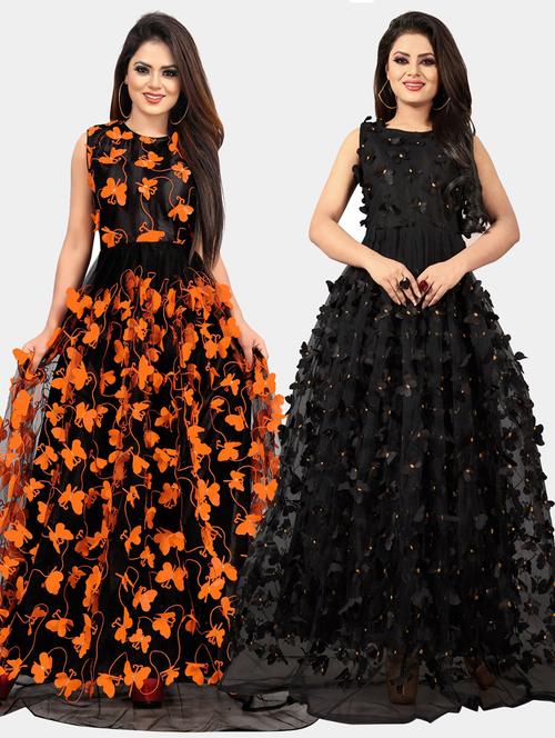 pack of 2 self design a-line gowns - 20184458 - Standard Image - 0