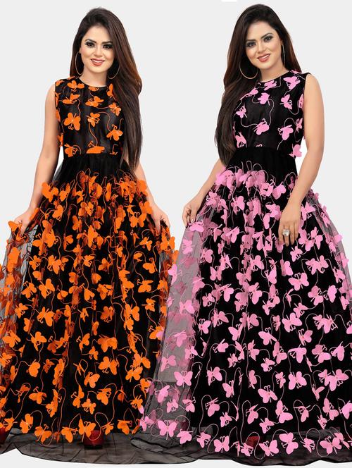 pack of 2 self design a-line gowns - 20184463 - Standard Image - 0