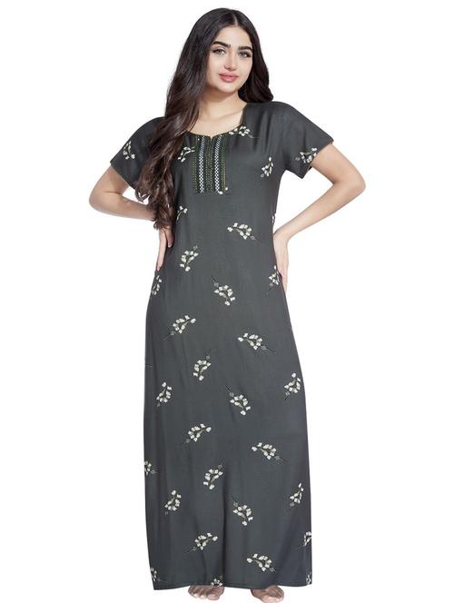 grey floral print short sleeves nighty - 20184552 - Standard Image - 0
