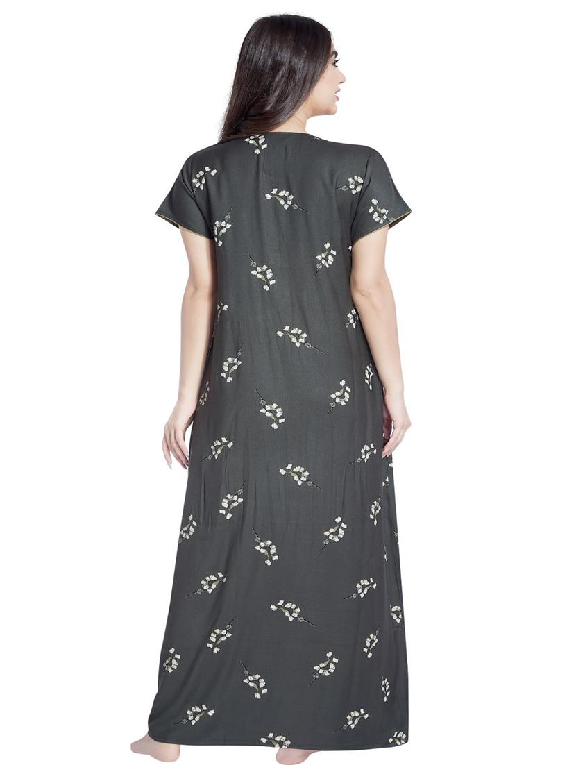 grey floral print short sleeves nighty - 20184552 - Standard Image - 3