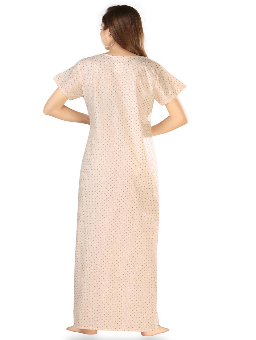 pink printed notch neck short sleeves nighty - 20184573 - Standard Image - 3