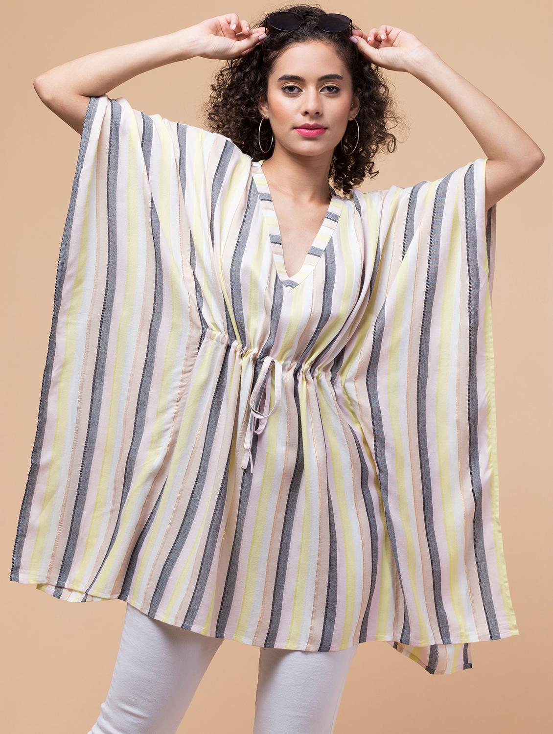 v-neck striped tunic kaftan - 20184728 - Standard Image - 5