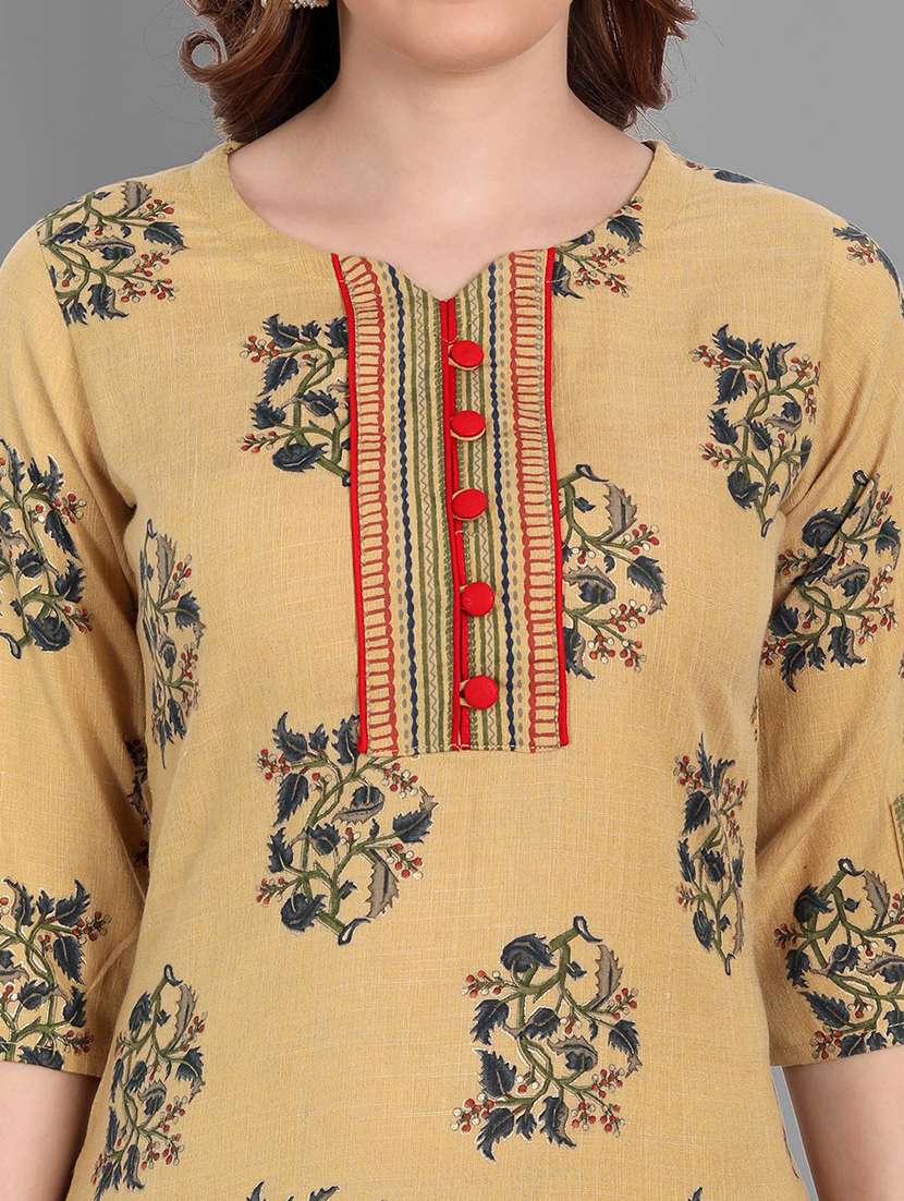 yellow floral printed kurta pant - 20185143 - Standard Image - 5