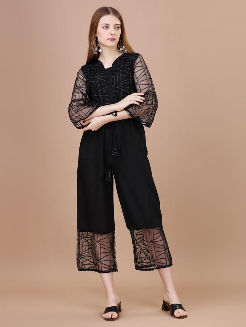 women black net full leg jumpsuit - 20187266 - Zoom Image - 0