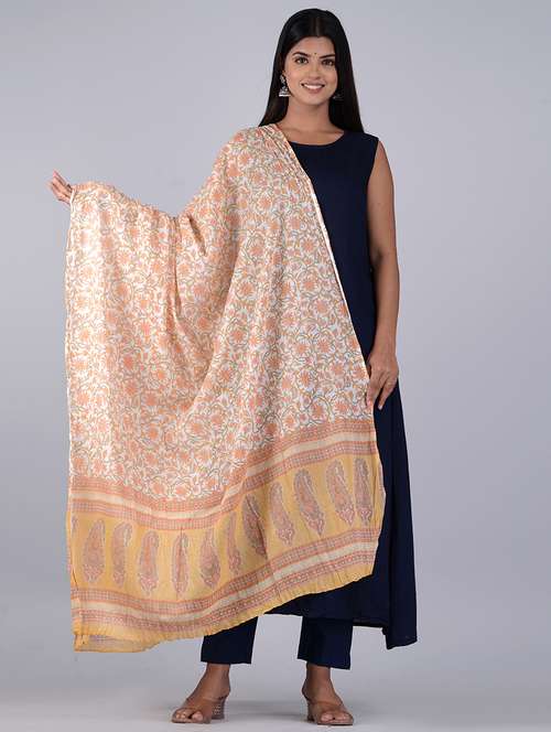 yellow printed dupatta - 20187391 - Standard Image - 0