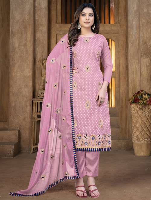 embroidered unstitched salwar suit set - 20187749 -  Standard Image - 0