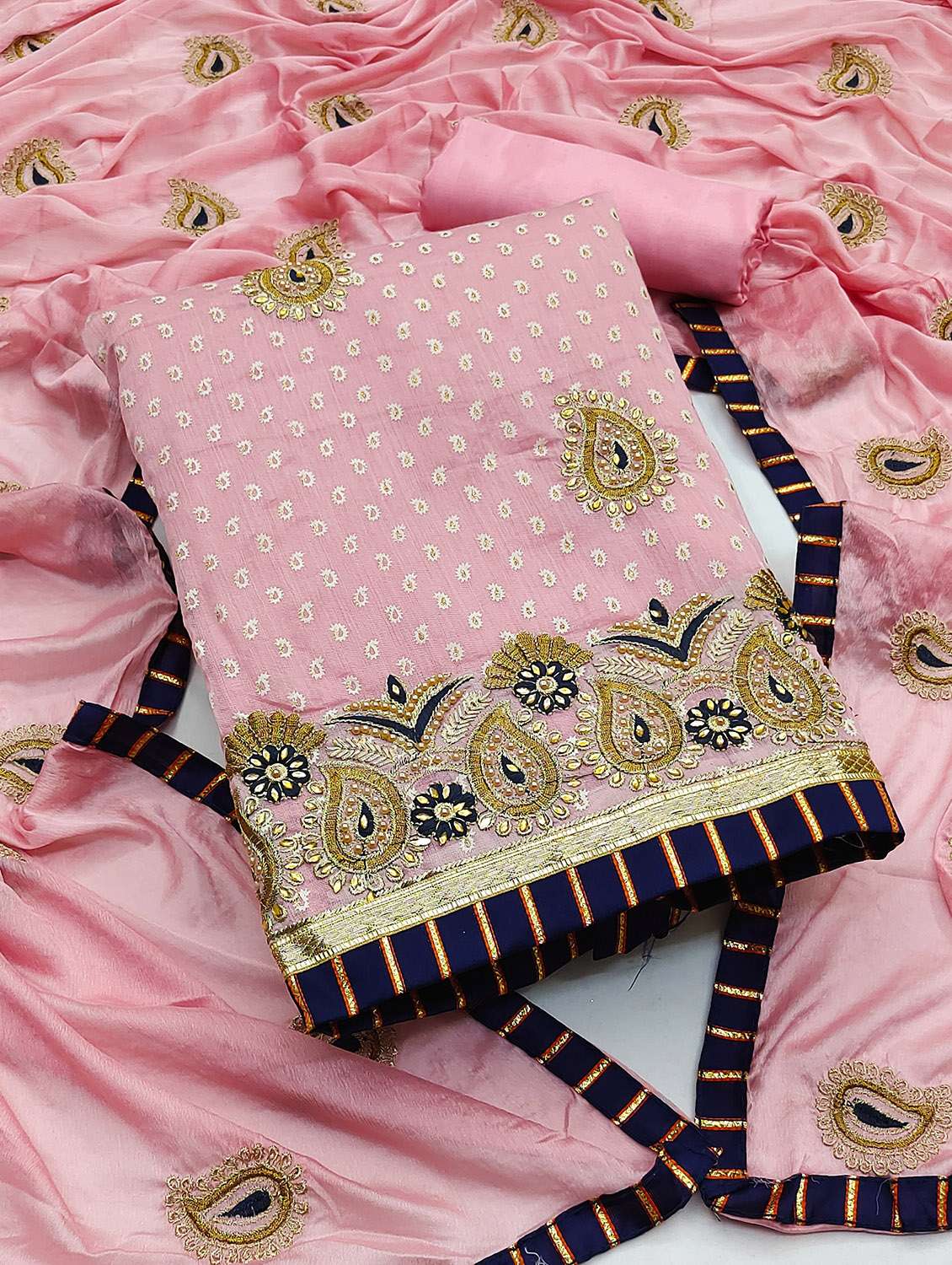 embroidered unstitched salwar suit set - 20187749 -  Standard Image - 3