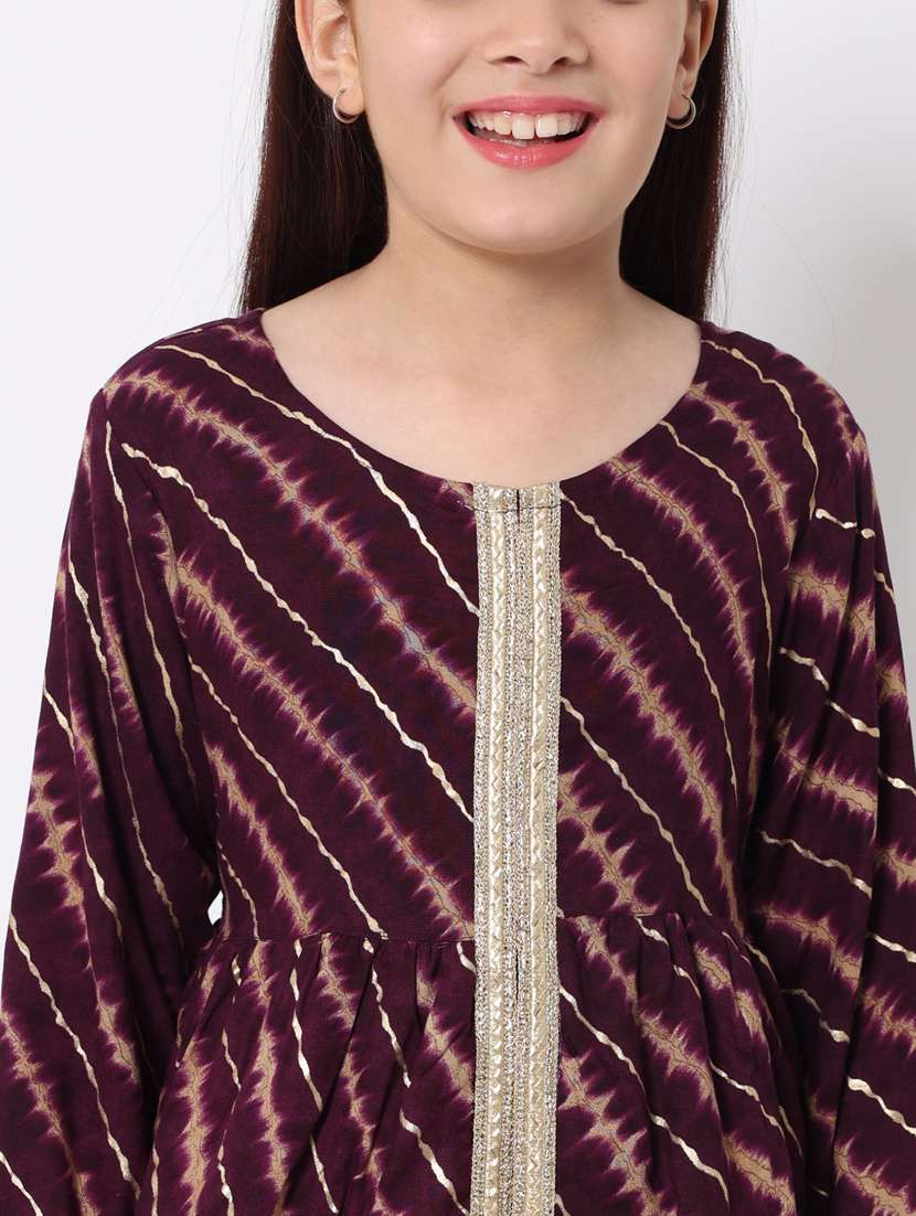 purple leheriya kurta pant set - 20188057 -  Standard Image - 5