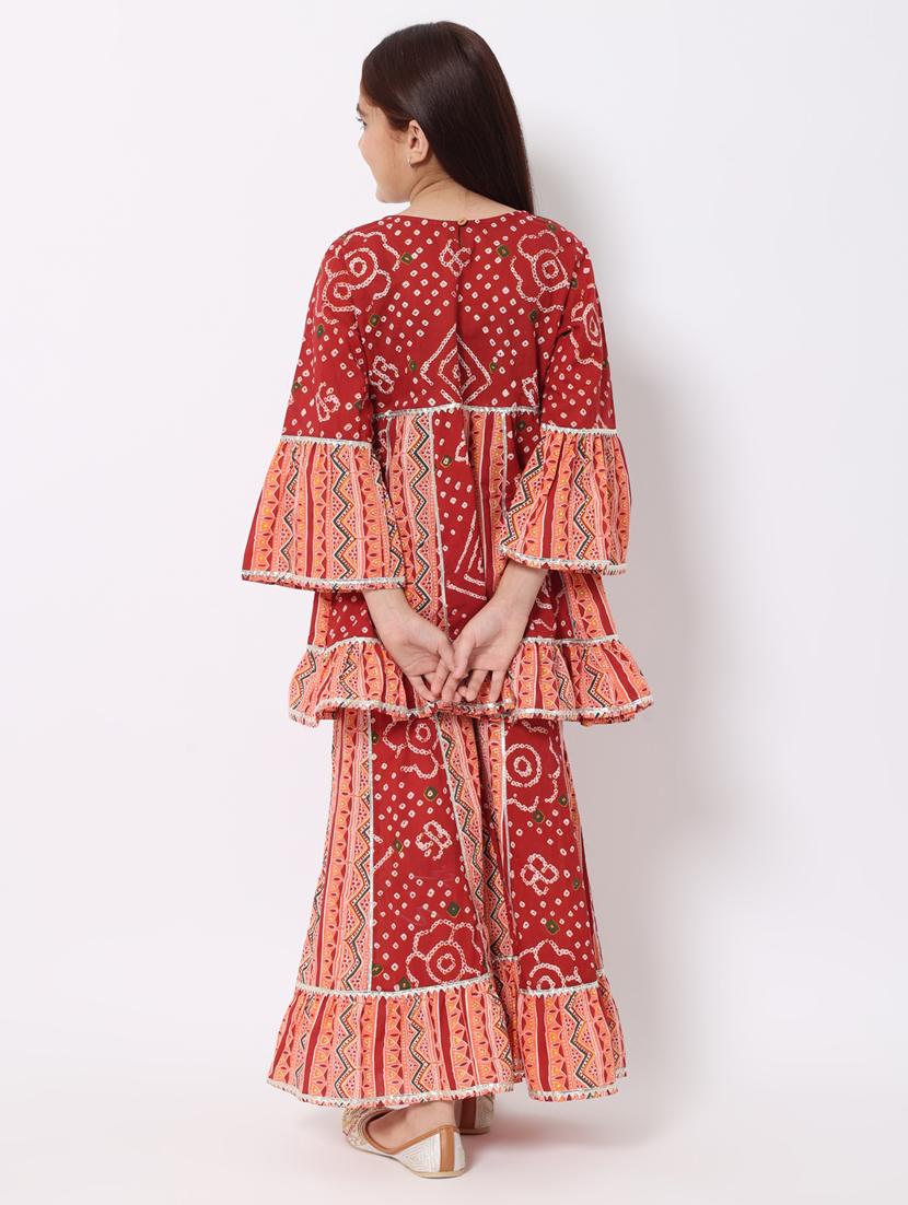 bandhani kurta sharara set - 20188063 - Standard Image - 3