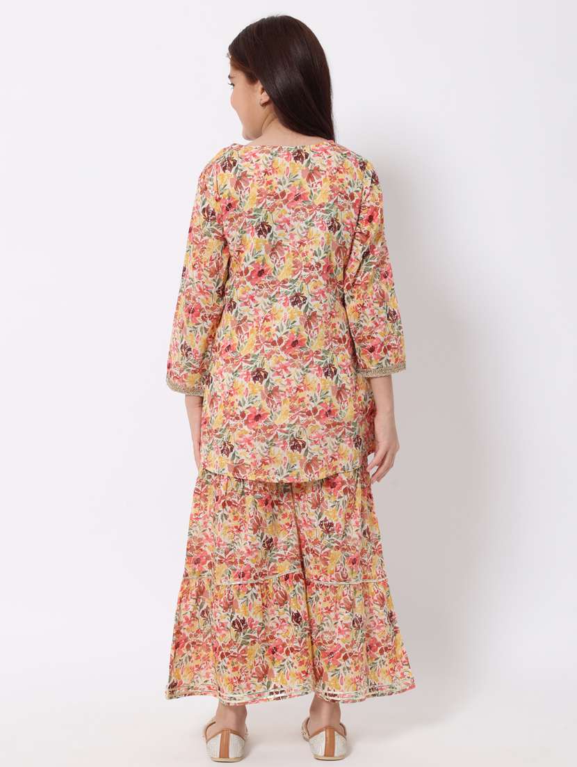 girls multi color printed kurta sharara set - 20188064 -  Standard Image - 3