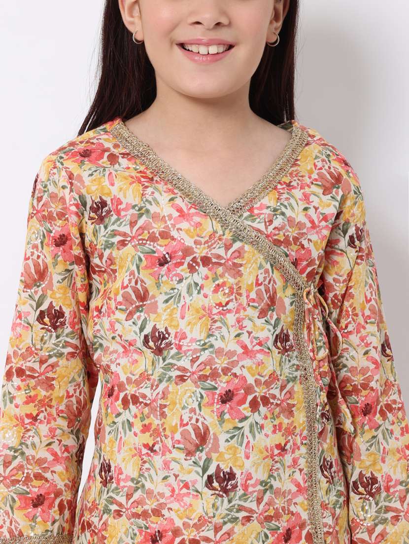 girls multi color printed kurta sharara set - 20188064 -  Standard Image - 5