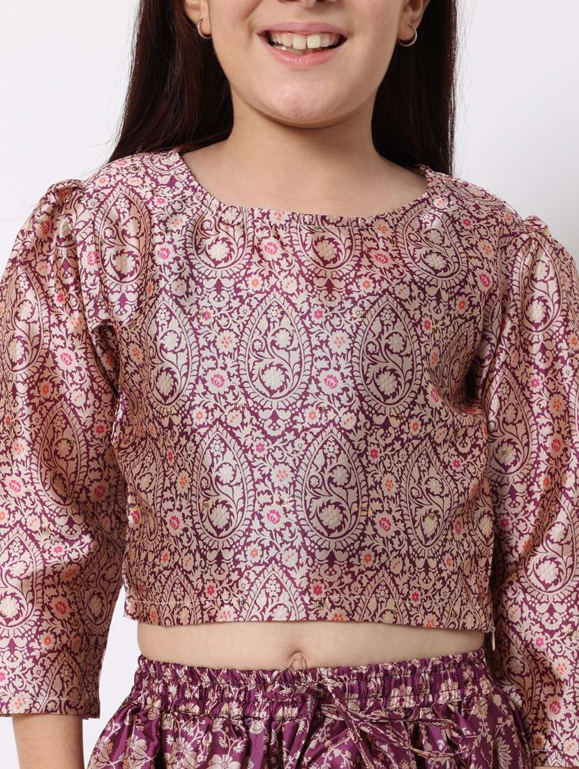 girls purple lehenga choli set with dupatta - 20188074 -  Standard Image - 5