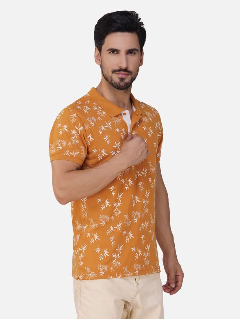 men printed polo neck t-shirts
