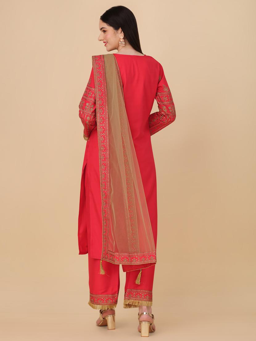 pink colored kurta palazzo set - 20188730 - Standard Image - 3