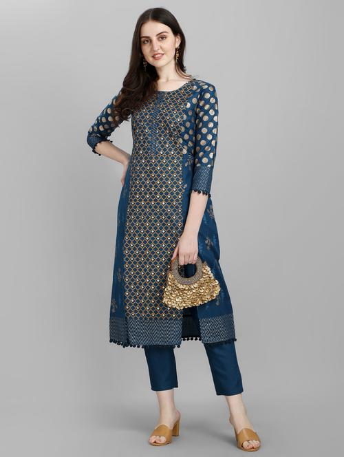 teal colored kurta pant set - 20188748 - Standard Image - 0