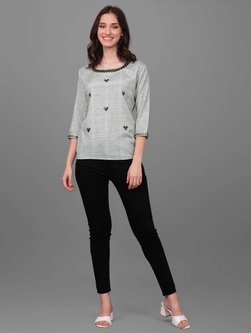 women's straight round neck top - 20188927 -  Standard Image - 5