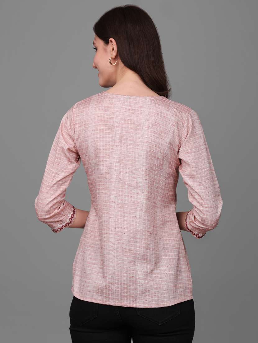 pink self designed mirror work regular top - 20188929 -  Standard Image - 3