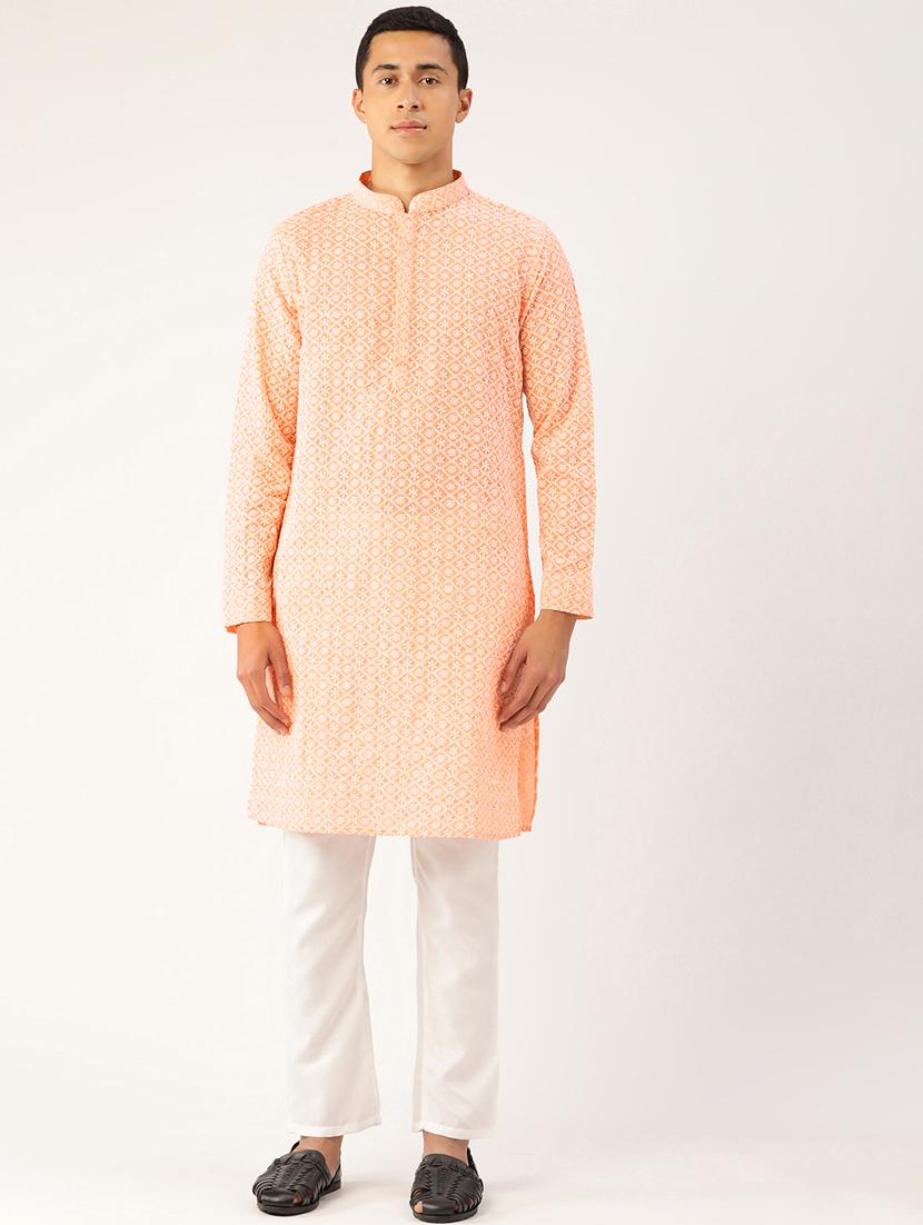 men's embroidered cotton kurta - 20189242 - Zoom Image - 0