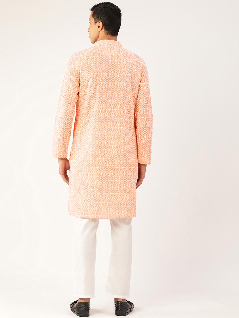 men's embroidered cotton kurta - 20189242 - Standard Image - 3