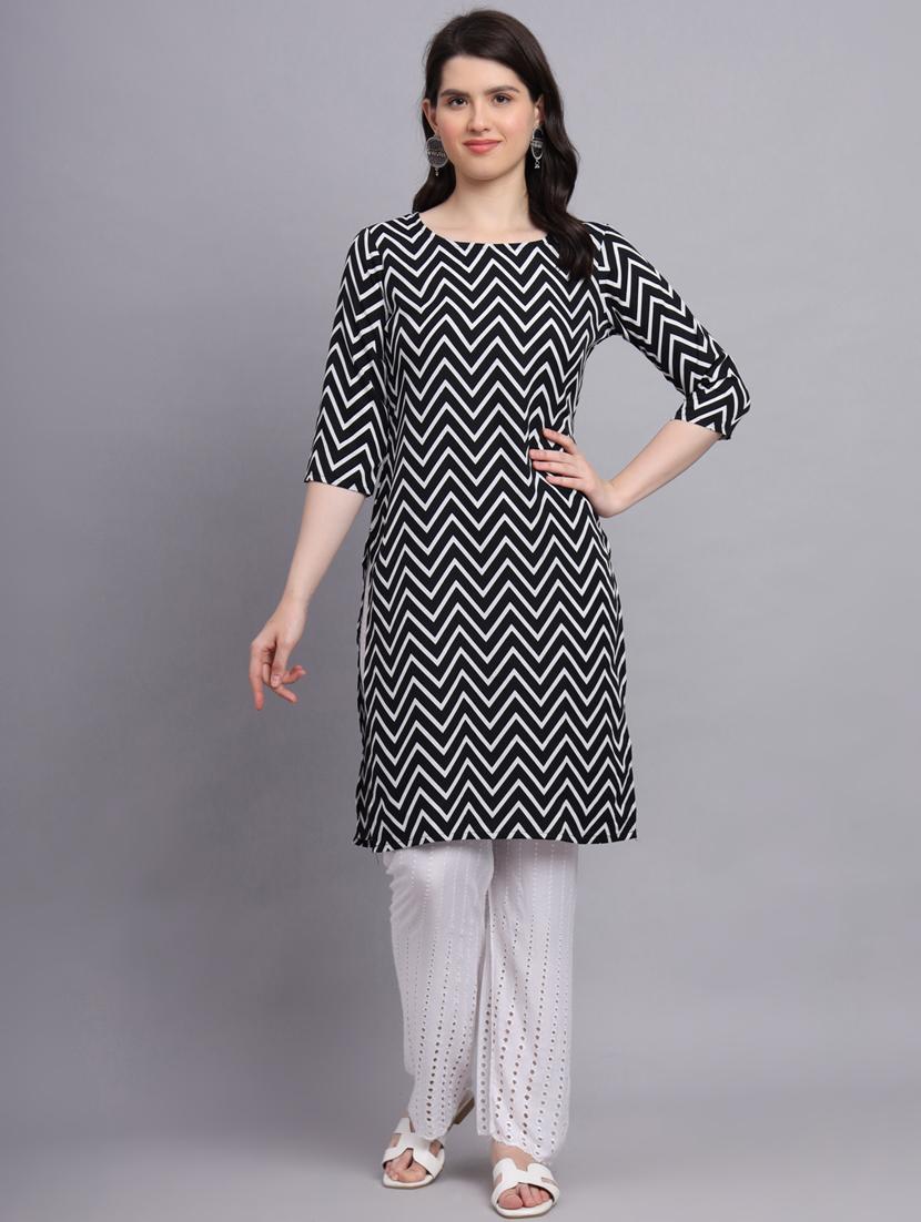 chevron printed straight kurti - 20189270 - Zoom Image - 0