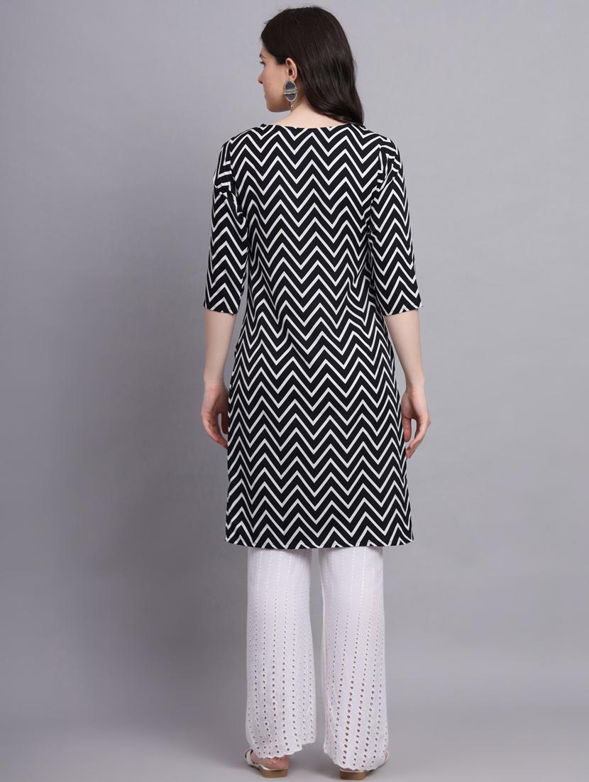 chevron printed straight kurti - 20189270 - Standard Image - 3