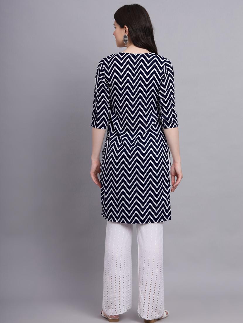 chevron printed straight kurti - 20189271 - Standard Image - 3