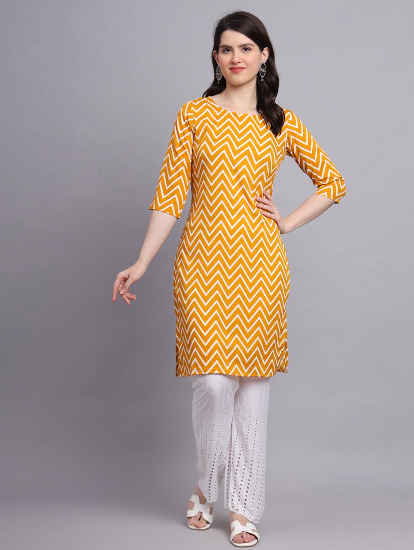 chevron printed straight kurti - 20189272 - Zoom Image - 0