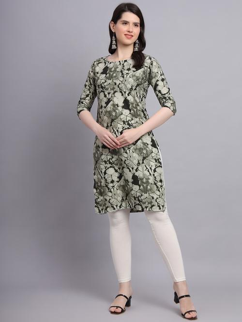 round neck printed straight kurti - 20189274 - Standard Image - 0