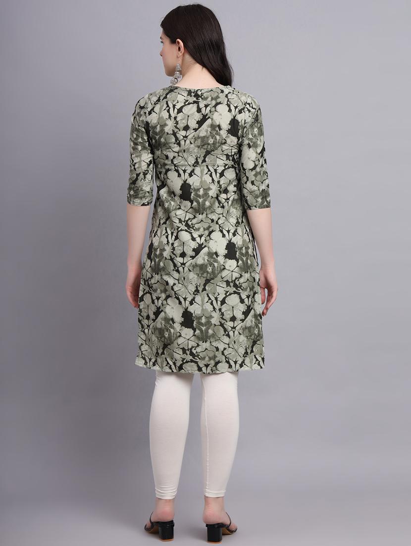 round neck printed straight kurti - 20189274 - Standard Image - 3
