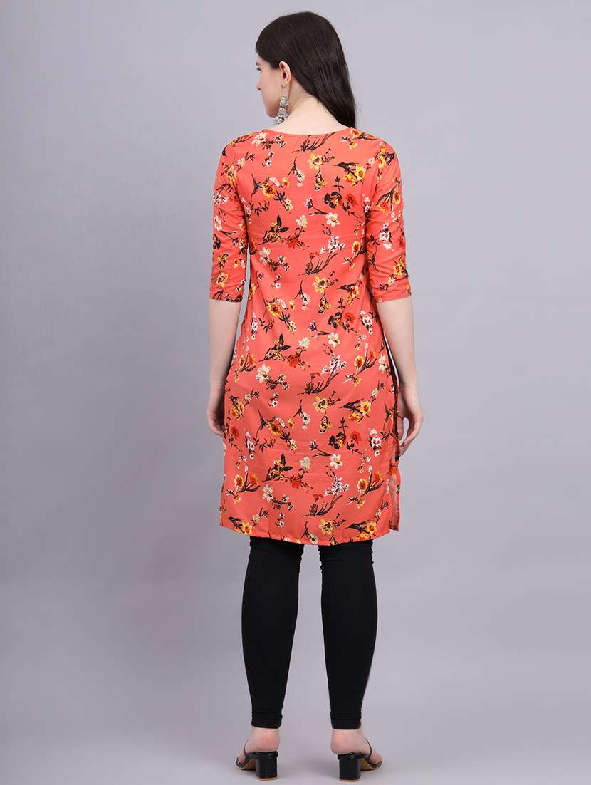 round neck printed straight kurti - 20189277 -  Standard Image - 3