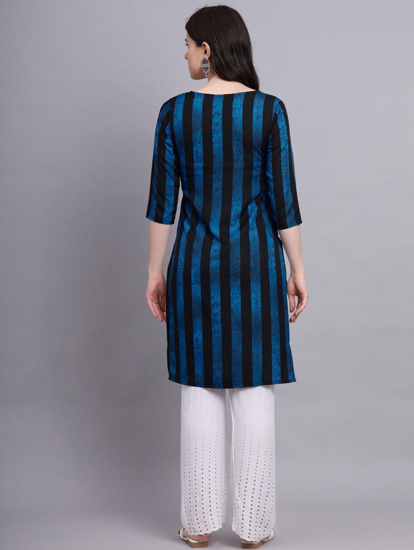 stripes printed straight kurti - 20189284 - Standard Image - 3