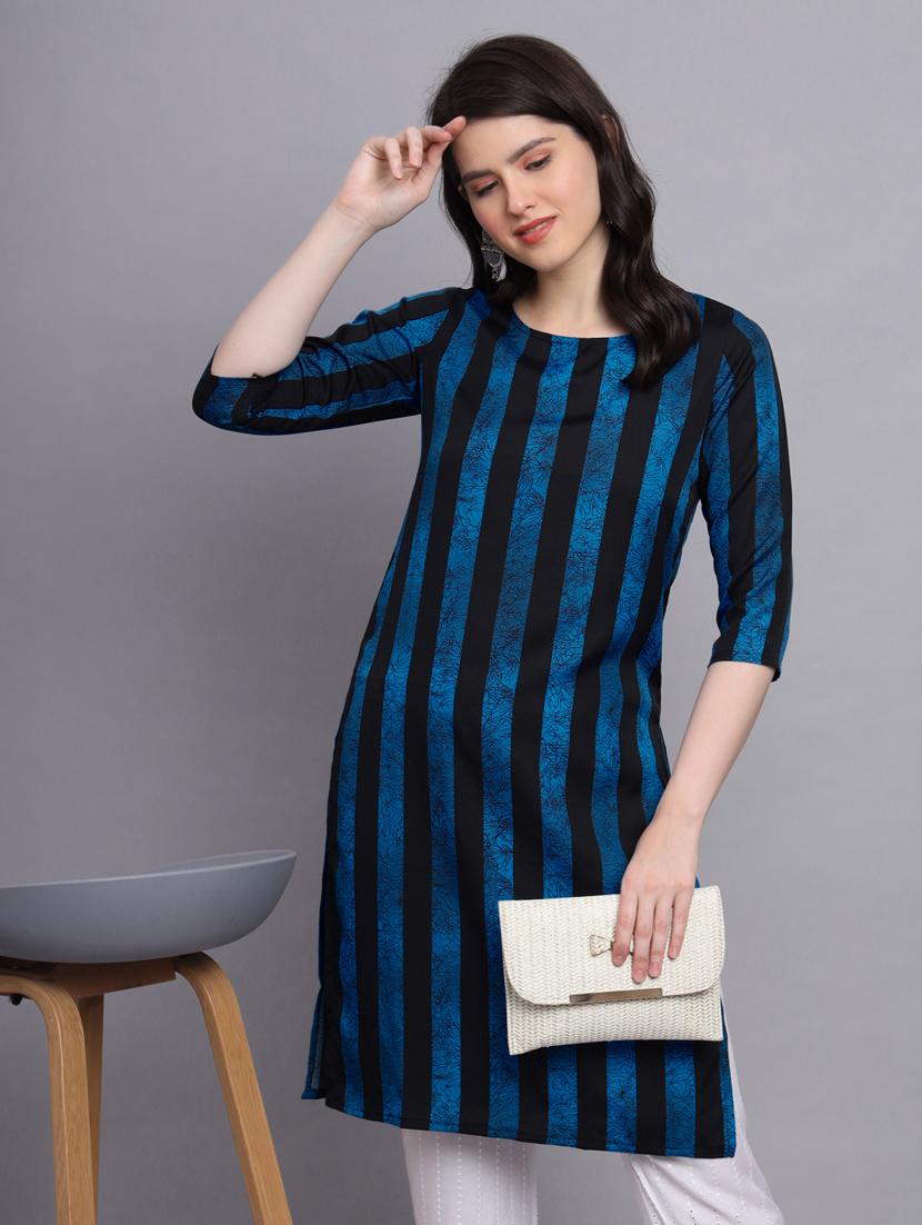 stripes printed straight kurti - 20189284 - Standard Image - 5