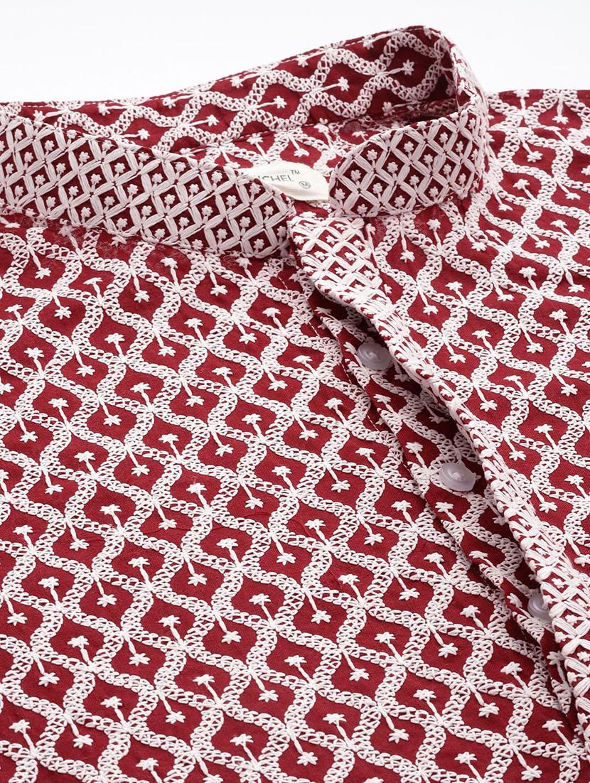 men's embroidered cotton kurta - 20189297 - Standard Image - 3