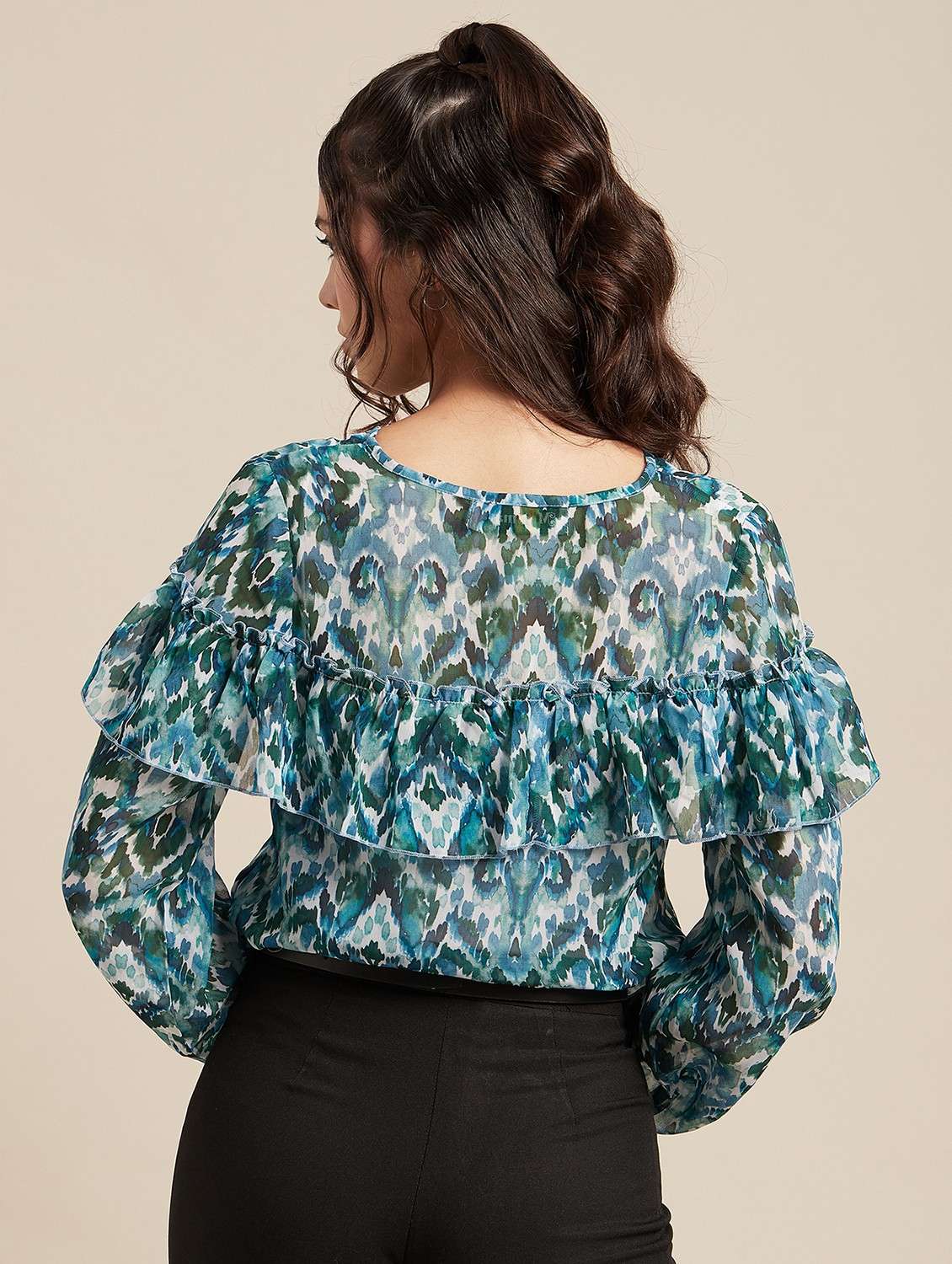 women's blouson v neck top - 20189299 -  Standard Image - 3