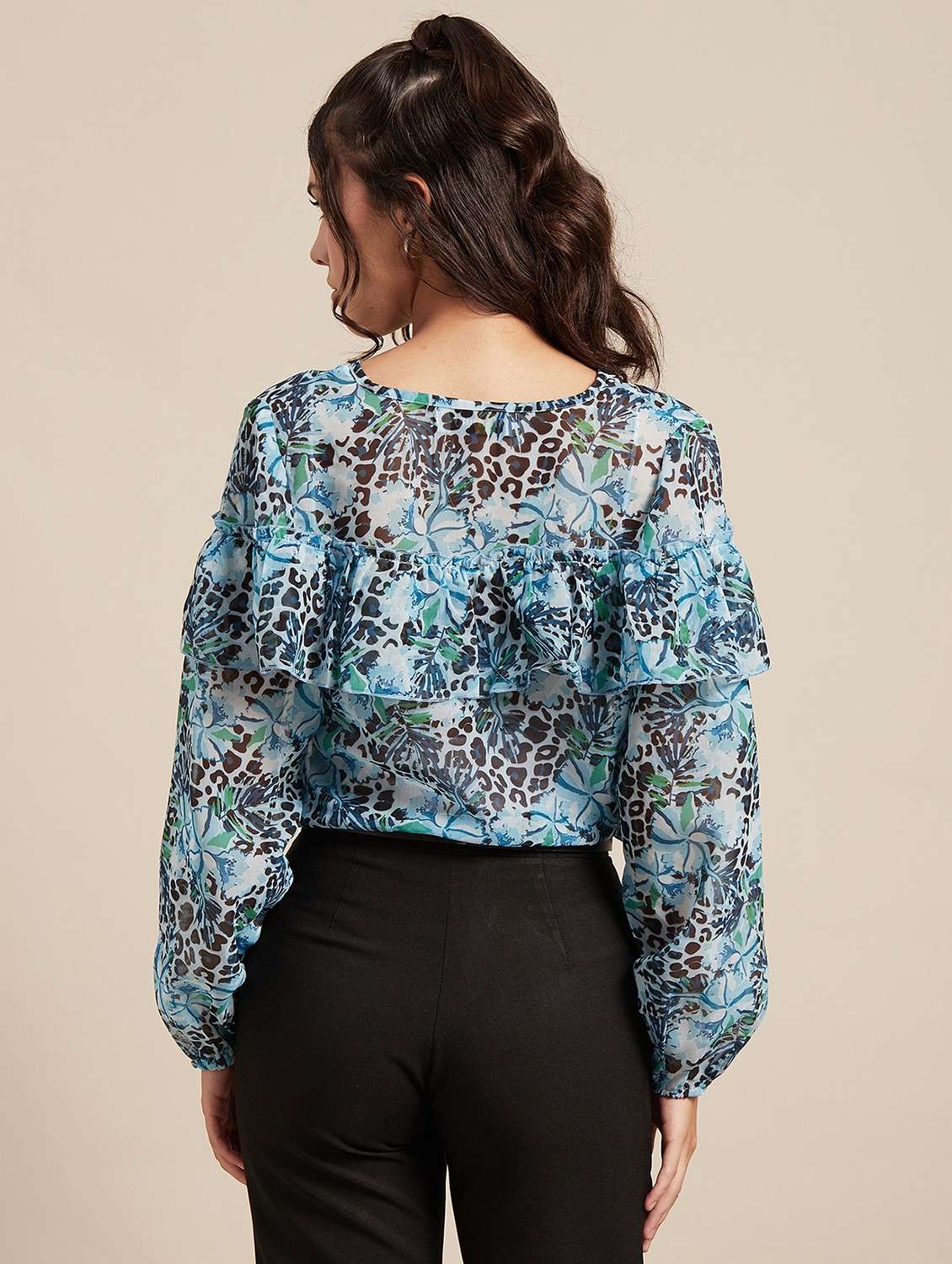 women's blouson v neck top - 20189300 - Standard Image - 3
