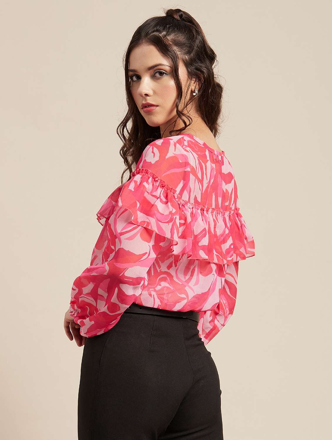 women's straight v neck top - 20189302 -  Standard Image - 3