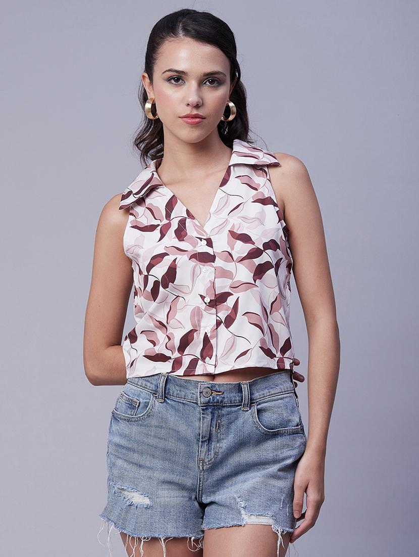 women's crop collared top - 20189305 - Zoom Image - 0