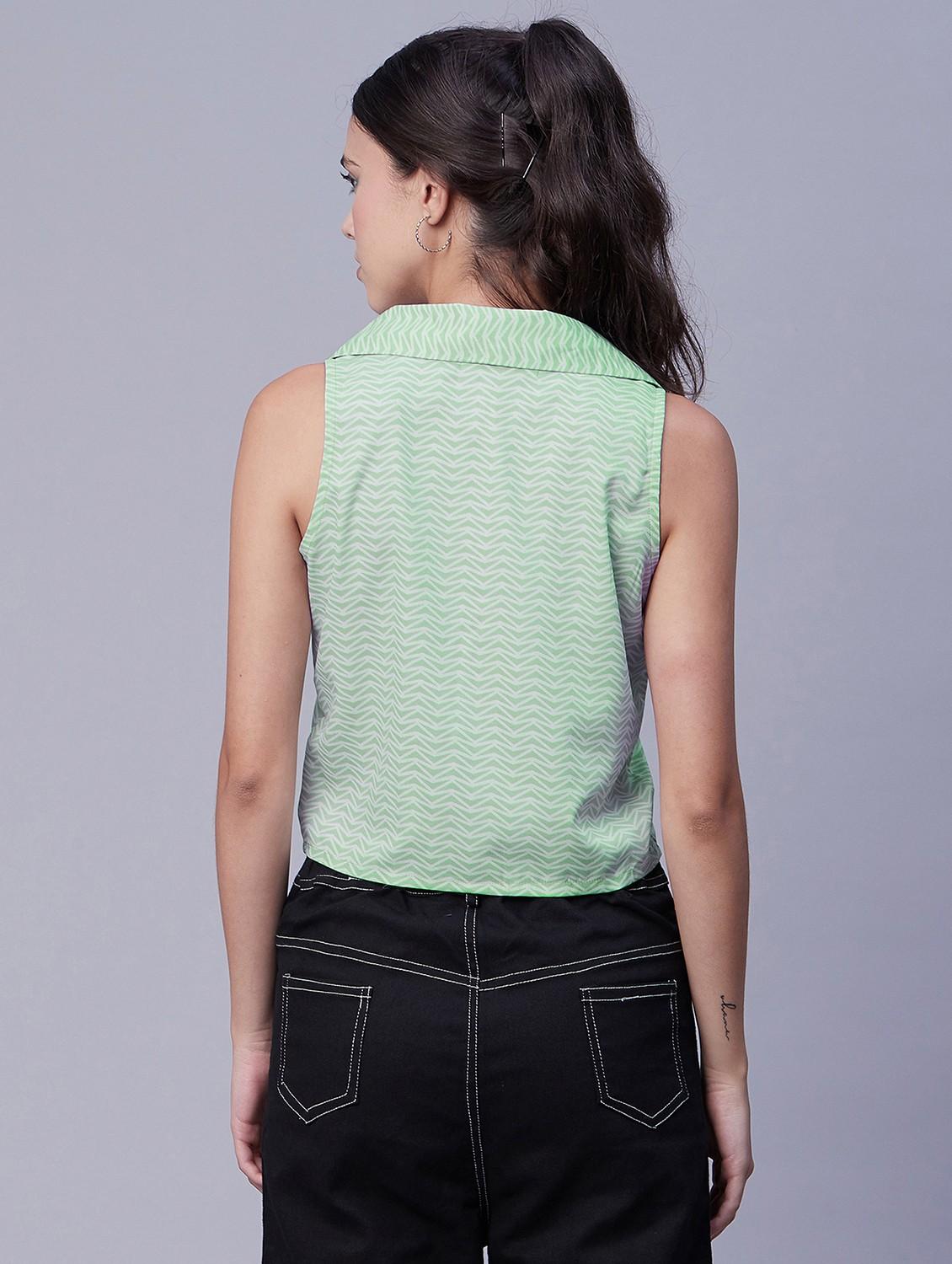 women's printed collare crop top - 20189306 - Standard Image - 3