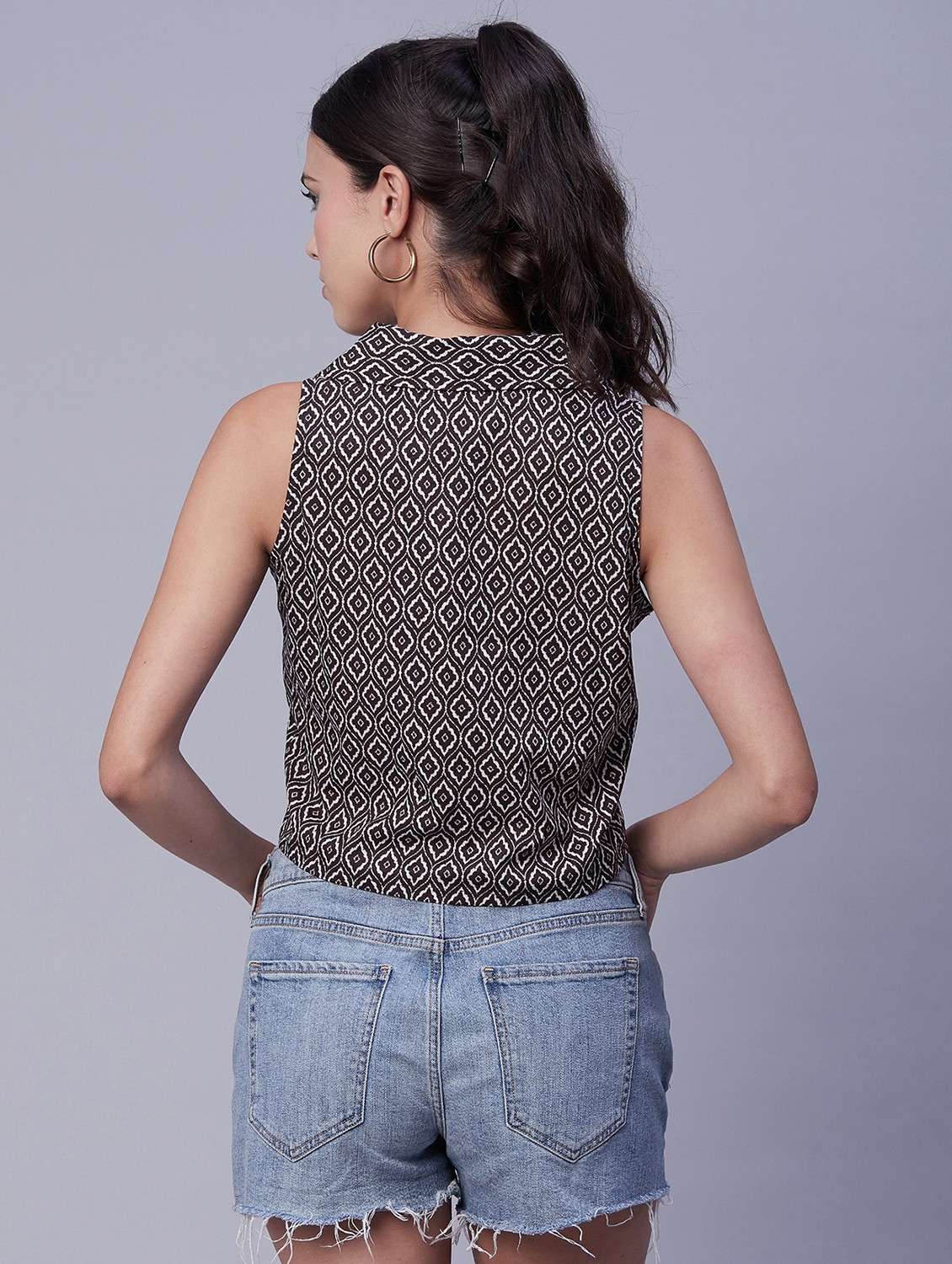women's crop collared top - 20189308 - Standard Image - 3