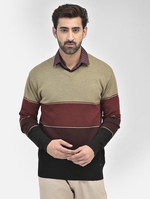 men color block v-neck pullovers - 20189634 - Standard Image - 0