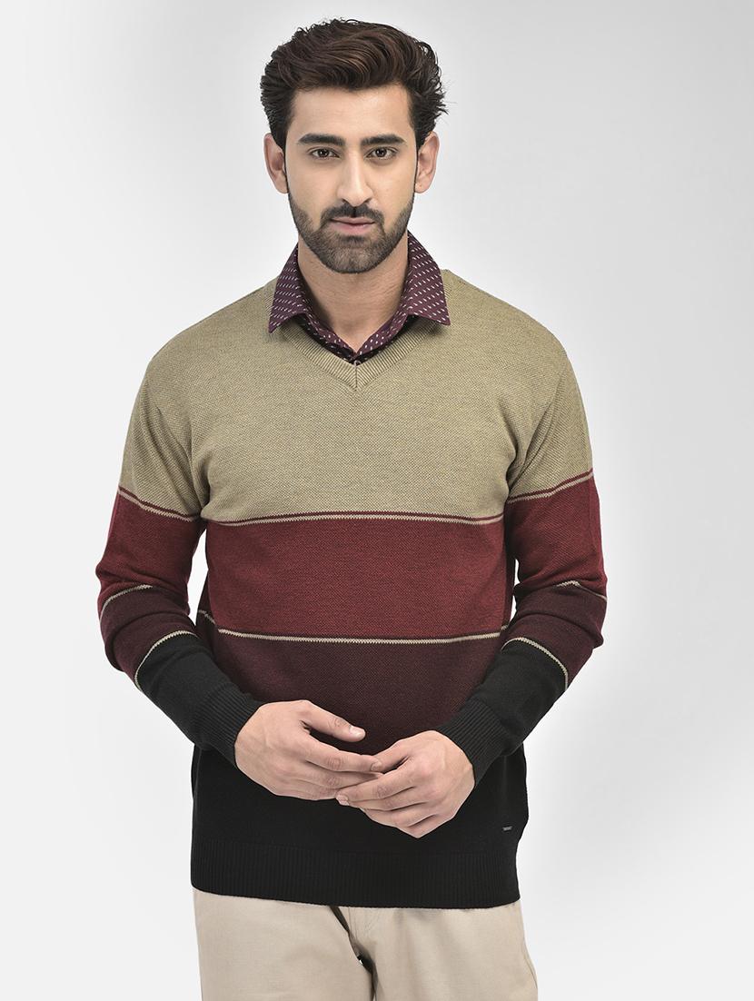 men color block v-neck pullovers